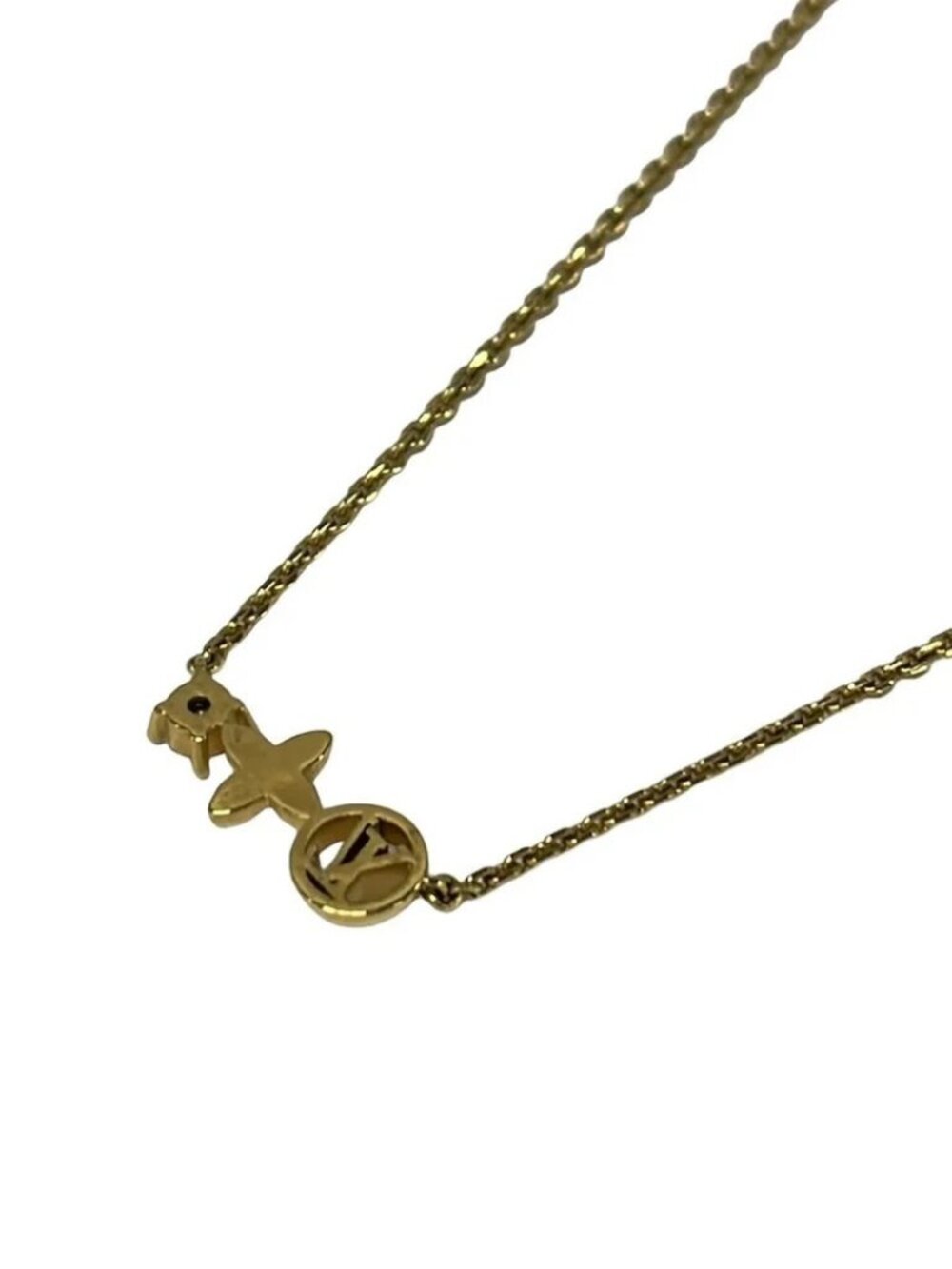 LOUIS VUITTON Collier Petit Louis M00368 Gold Clear Others LE3272 Necklace - Picture 3 of 5